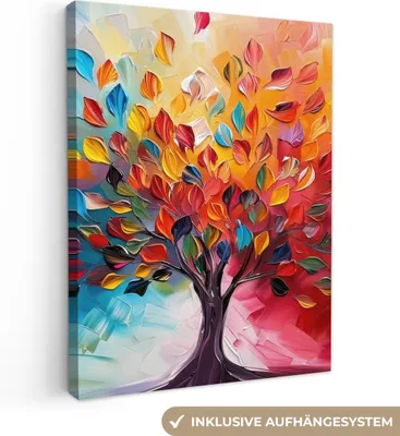 Obrázok produktu pre MuchoWow® - Plátno - Strom - Strom života - Farebné - Abstraktné, nástenná maľba, nástenné dekorácie obrazy obývacia izba, 30x40cm