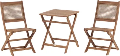 Obrázek produktu pro BELIANI 3dílný bistro set světlé  akátové dřevo skládací stůl a 2 židle na balkon rustikální styl