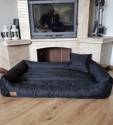 Produktbild von Hundebett schwarz 90x60 cm - waschbares Hundekissen - wasserdichtes Hundebett