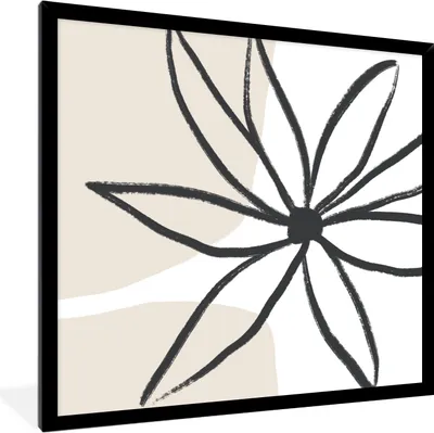 Produktbild von MuchoWow® Gerahmtes Poster Blumen - Minimalismus - Pastell 40x40 cm - Poster mit Schwarzem Bilderrahmen Wandposter Rahmen Foto Bilder - Mit Rahmen - Wanddekoration Schlafzimmer