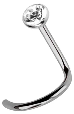 Produktbild von Titan Piercing Nasenstecker Spirale, Stein klar in 3,0 mm, Stab in 1,0 mm