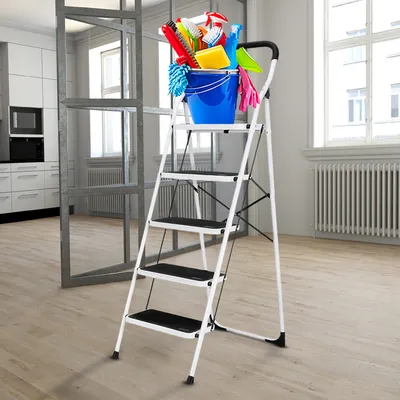Produktbild von Craftfull Klapptritt CF-132A | Leiter Klappbar - Trittleiter - Klapptritt - Haushaltsleiter - Stehleiter - Anti-Rutsch - bis 150 kg (5 Stufen)
