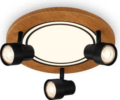 Produktbild von LED Deckenleuchte,schwarz-holzfarben,3xGU10+LED