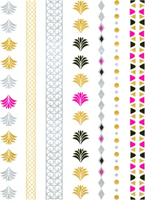 Produktbild von Flash Tattoo Metallic Temporary Einmal Klebe Tattoo Gold Blumen Armband Kette gold-silber-schwarz-pink