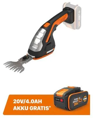 Obrázok produktu pre Aku nožnice na trávu a kríky Worx WG801E.9 20V bez aku a nabíjačky