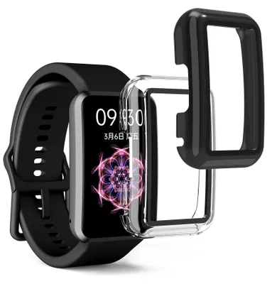 Produktbild von kwmobile 2x Glas Hülle für Oppo Watch Free Schutzhülle - Fullbody Fitnesstracker Case Set aus Glas - Schwarz Transparent