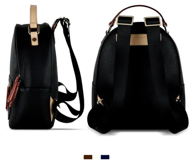 Produktbild von Ella Rucksack klein für Damen, modischer Tagesrucksack aus Kunstleder, schwarz