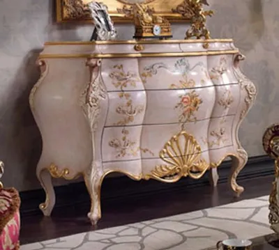 Produktbild von Casa Padrino Luxus Barock Kommode Rosa / Mehrfarbig / Gold - Handgefertigte Massivholz Kommode mit 5 Schubladen - Luxus Schlafzimmer Möbel im Barockstil - Luxus Qualität -  Italy