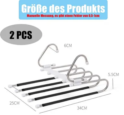 Dailygoods- Hosenbügel 2 Stück - Multifunktional - Zusammenklappbar - Platzsparend - Edelstahl - Geeignet für