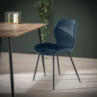Produktbild von Esszimmerstuhl Samt Blau - Sitzhöhe 45cm - 4er Set
