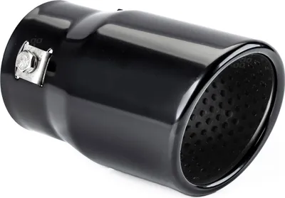 A black exhaust tip for a vehicle.