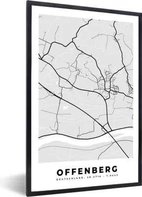 Produktbild von MuchoWow® Gerahmtes Poster Offenberg - Stadtplan - Deutschland - Karte 60x90 cm - Poster mit Schwarzem Bilderrahmen Wandposter Rahmen Foto Bilder - Kunst