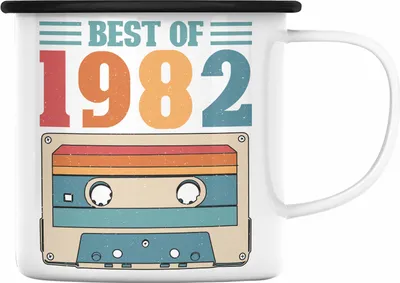 Produktbild von Trendation - 1982 Geburtstag Mann Geschenk Frau Emaille Tasse 40er Geburtstag 40 Jahre Alt Geschenkidee (Schwarz)