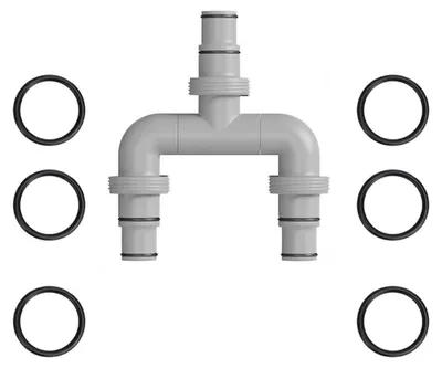 Zdjęcie produktu dla Adapter do węża basenowego, kształt U, trójnik 3-drożny, 38 mm do 32 mm, z uszczelkami