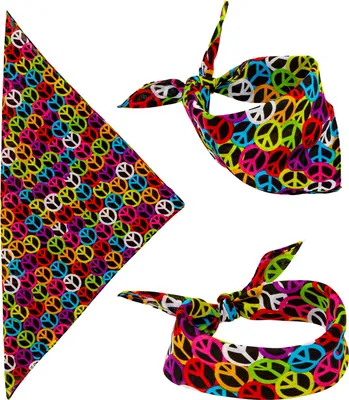 Produktbild von Peace Bandana Halstuch 55 x 55 cm | Schwarz Bunt