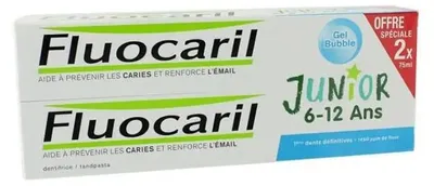 Image de Fluocarila(r) Junior 6-12 ans paquet de dentifrice au goût de vessie, 2x 75 ml