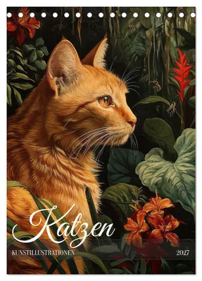 Produktbild von Katzen Kunstillustrationen (Tischkalender 2027 DIN A5 hoch), CALVENDO Monatskalender