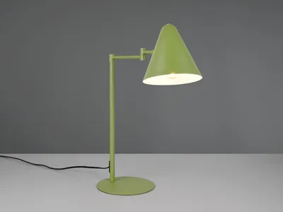 Produktbild von Retro LED Schreibtischlampe Grün mit Schwenkarm, große Nachttischlampe dimmbar
