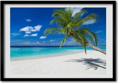 Produktbild von Bild - Bilderrahmen - 100 cm x 70 cm - MDF - Rahmen - Foto - Wandkunst Tropischer Strand