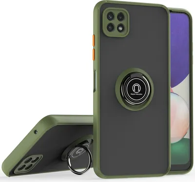 Produktbild von Samsung A22 5G Hülle, Ring Halter Ständer Matte Transluzent TPU Rahmen Stoßfest Schutzhülle für Samsung Galaxy A22 5G Grün