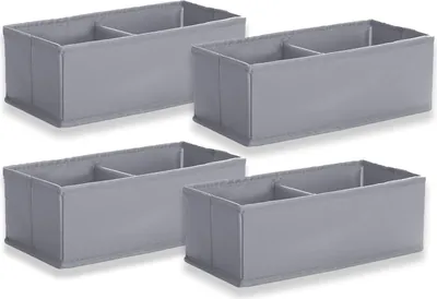 Produktbild von Set aus 4 Aufbewahrungsboxen für Kleiderschrank - Organisiert Ihre Räume mit faltenfähigen Stoffkisten