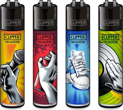 Produktbild von Clipper Feuerzeug 4er Set HipHop Elements