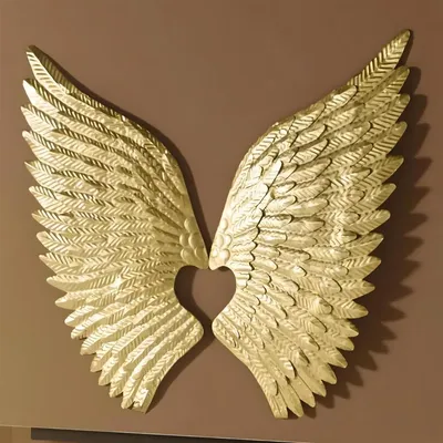 Produktbild von Wanddeko "Flügel" aus Metall in gold, 2 Stück Engelsflügel, 72 cm hoch, Metalldeko für Wohnzimmer Wand