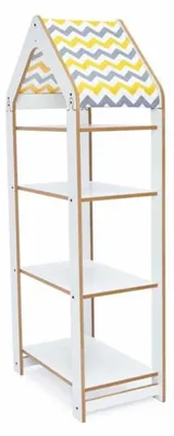 Obrázok produktu pre Skye Decor, univerzálna polica (100 % MDF), biela a žltá, 50 x 120 x 30 cm | hrúbka 12 mm | Moderný dizajn so vzorom chevron, ideálna do obývacích izieb a pracovní.