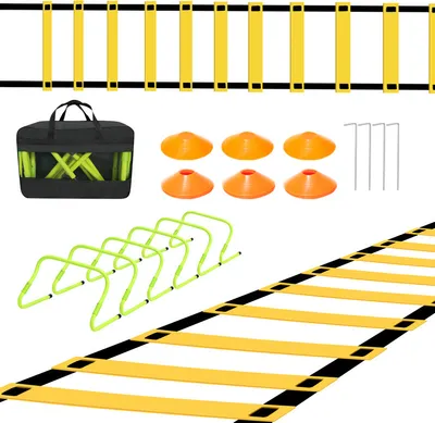 Produktbild von Jopassy Koordinationsleiter Fitnessleiter Speed-Agility-Trainingsset Agility-Leiter  Beweglichkeitstrainingsset Fußball Trainingszubehör Koordinationsleiter Trainingsleiter 42cm