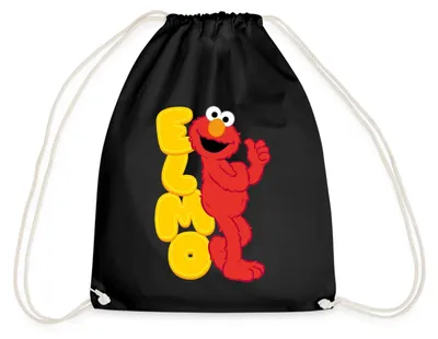 Produktbild von Spreadshirt Sesamstraße Elmo Mit Schriftzug Turnbeutel, One size, Schwarz