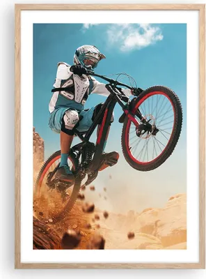 Produktbild von Gerahmtes Poster - Rahmen in heller Eiche - Fahrrad Sport Helm - 50x70 cm - Wand Bild - Wanddeko - Wandbilder - Wandposter - Bilderrahmen - Bilder - Kunstdruck - Wandbild - P2NPA50x70-4098