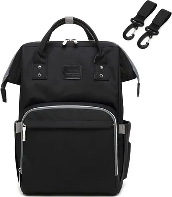 Produktbild von Linuode Windelrucksack Windeltasche Bag Mummy Large Capacity Bag Mom Baby Multifunktionale wasserdichte Outdoor-Reisewindeltaschen für die Babypflege (Farbe: schwarz)