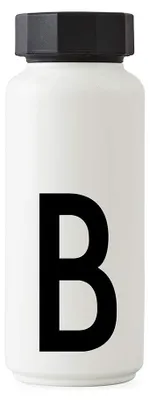 Thermoflasche 503 ml, doppelwandig, Edelstahl, weiß, Buchstabenprint