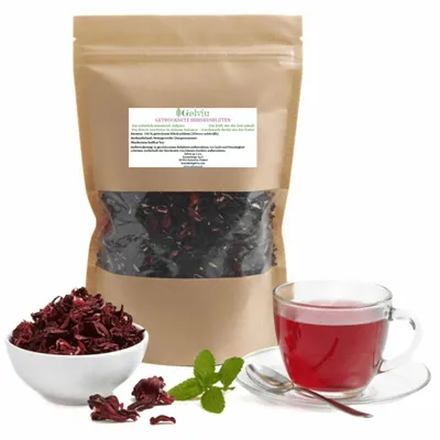 Produktbild von Hibiskusblüten getrocknet 2 kg (2 x 1 kg) – loser Hibiskustee ohne Zusätze – für Früchtetee und Eistee