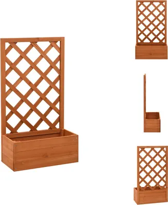 Zdjęcie produktu dla vidaXL Krata ogrodowa ze skrzynką na kwiaty pomarańczowa 50x25x90 cm drewno jodłowe - Donice i doniczki