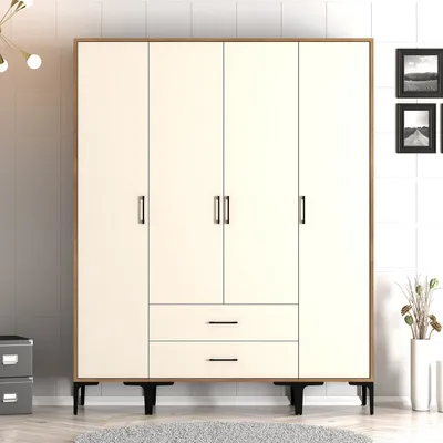 Obrázek produktu pro Skye Decor, Kumsal STS - ořech, krémová, šatní skříň, ořech, 100 % MELAMÍNEM POVLÁKNĚNÁ DESKA, 160 x 201,4 x 47,5 cm
