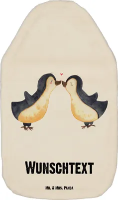 Produktbild von Mr. & Mrs. Panda Personalisierte Wärmflasche Pinguin Liebe - Weiß - Personalisierte Geschenke, Verlobung, Liebesgeschenk, Personalisierter Wärmflaschenbezug, Partner