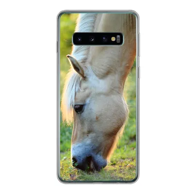 Produktbild von MuchoWow® Handyhülle Schutzhülle Hülle für Samsung Galaxy S10 Weidendes Fjordpferd an einem Sommertag Silikon Softcase Handy Hülle - Handytasche