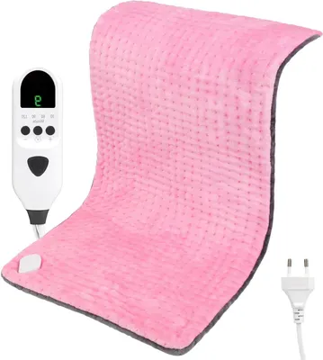 Obrázok produktu pre Ohrievacia podložka – Podložka na ohrev – Uvoľňuje svaly – 9 stupňov teploty – 43 x 84 cm – Ružová, sivá