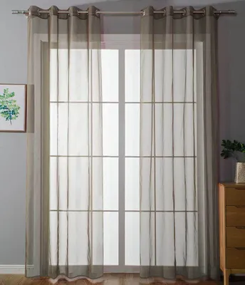 Produktbild von 2er Set Ösenvorhänge Transparent »Uni« Gardine HxB 225x140 cm Nougat Stores Vorhang Ösen Bleibandabschluß Wohnzimmer, 20332-cn2