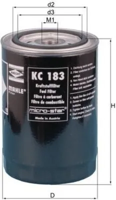 Produktbild von Kraftstofffilter MAHLE KC 183 für RENAULT TRUCKS C Anschraubfilter