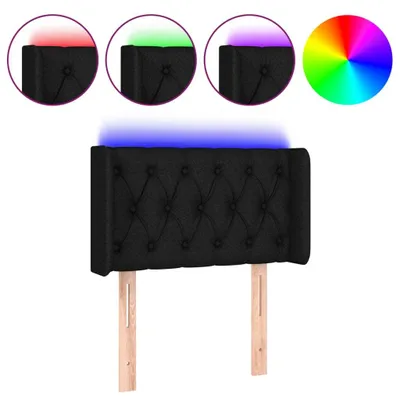 Image de vidaXL Tête de lit LED noir 83x16x78/88 cm Tissu