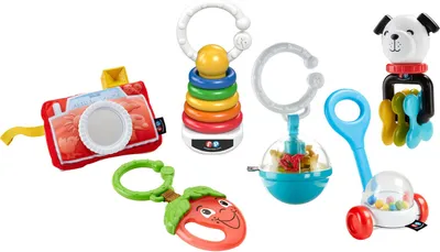 Immagine prodotto di Fisher Price FBH63 - Set regalo Play Fun, 6 prodotti Fisher Price incluso anello per la dentizione e sonaglio, a partire da 3 mesi