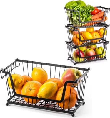 Produktbild von Schwarzer stapelbarer Obstkorb