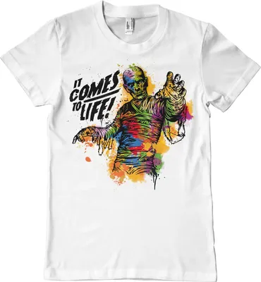 Productafbeelding van Kleurrijk T-shirt met mummendesign - Maat S - Wit