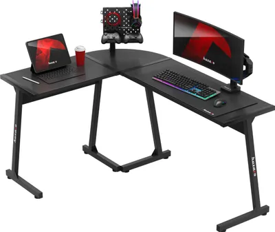 Produktbild von Huzaro Hero 6.0 rohový stôl v tvare L herný počítačový stôl kancelársky stôl | domáca pracovňa pracovňa | pravá ľavá montáž 147x112 čierna
