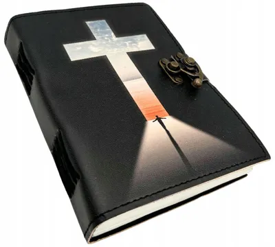 Produktbild von Leder-Notizbuch mit religiösem Kreuz, 200 Seiten – AH15
