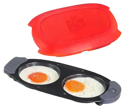 Produktbild von Mikrowellen-Eierkocher mit Schnellheizfunktion, zwei Kammern, Antihaftbeschichtung, Mini-Omelett-Maker mit hitzebeständigem Griff