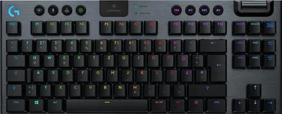 A top-down view of a gaming keyboard.