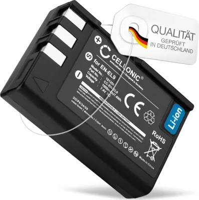 Produktbild von CELLONIC 1x Akku für Kamera Kompatibel mit Nikon D3000, D5000, D40, EN-EL9 - (1000mAh, 7.4V)